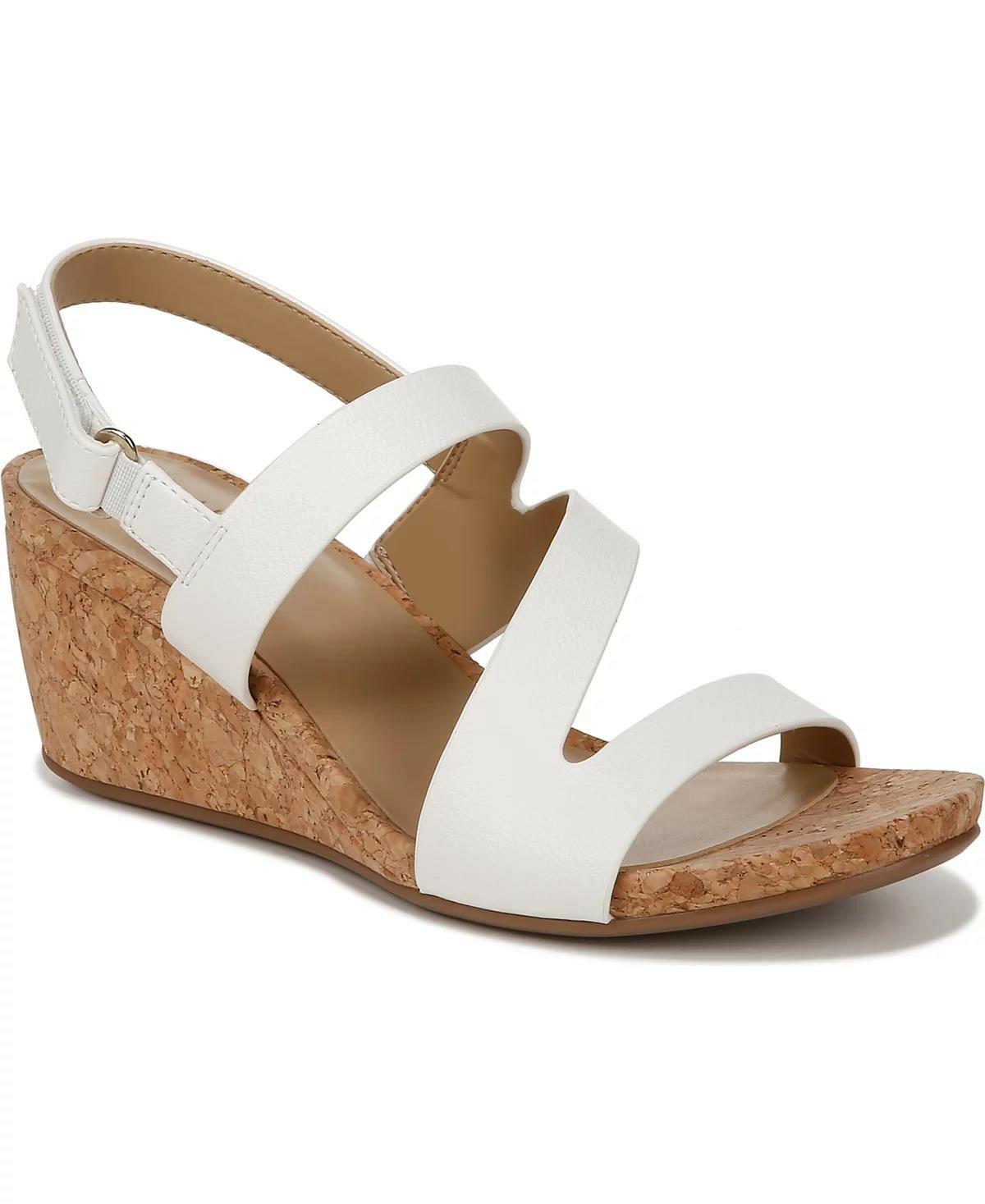 Naturalizer Adria Wedge Sandals – Women’s White Faux Leather, Size 8