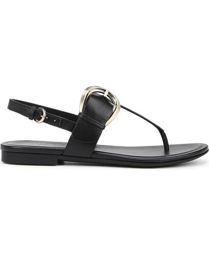Naturalizer Taylor Flat Thong Sandals – Women’s Black Leather, Size 8.5W