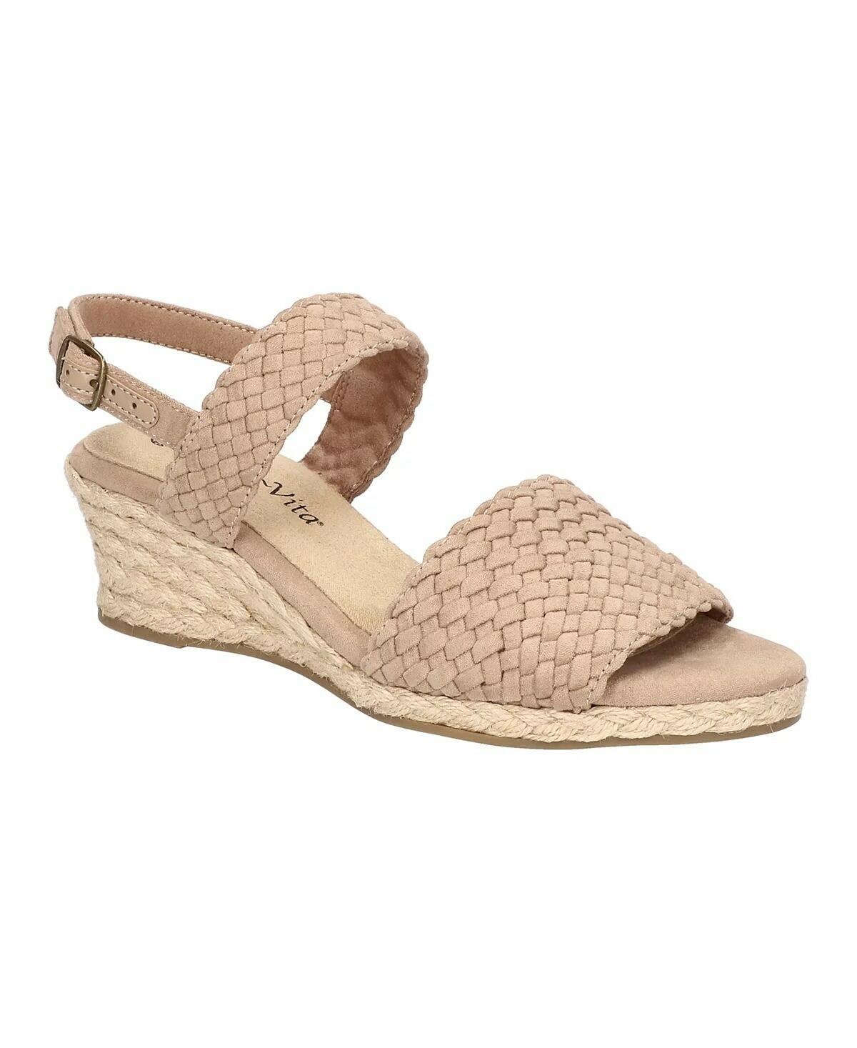 Bella Vita Mariella Espadrille Wedge Sandals Women’s Almond Tan Size 9 MSRP $89