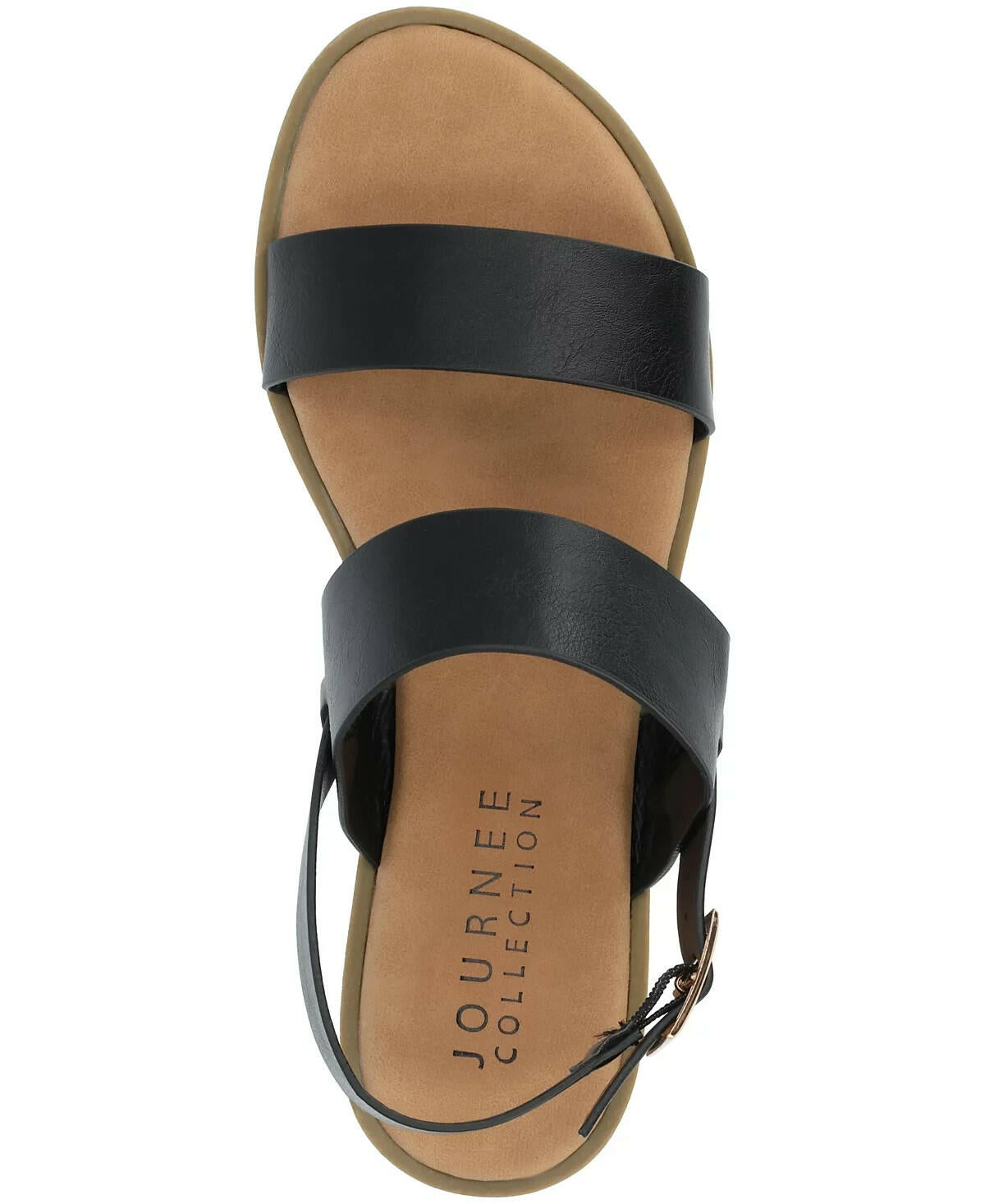 Journee Collection Womens Lavine Double Strap Sandals Black Size 7  MSRP $59