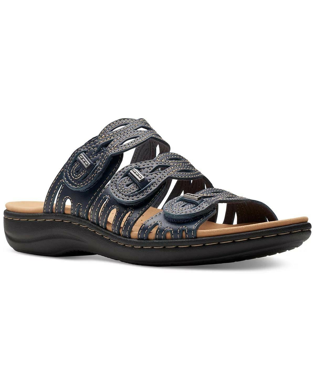 Clarks Laurieann Ruby Sandals – Women’s Navy Leather, Size 7, Comfort Sandals