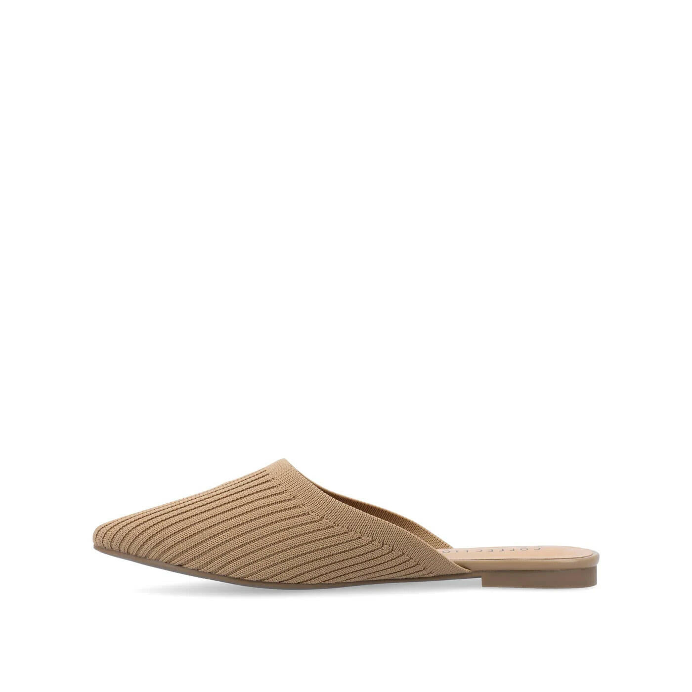Journee Collection Women's Aniee Knit Fabric Mule Flats Beige 8 MSRP $79