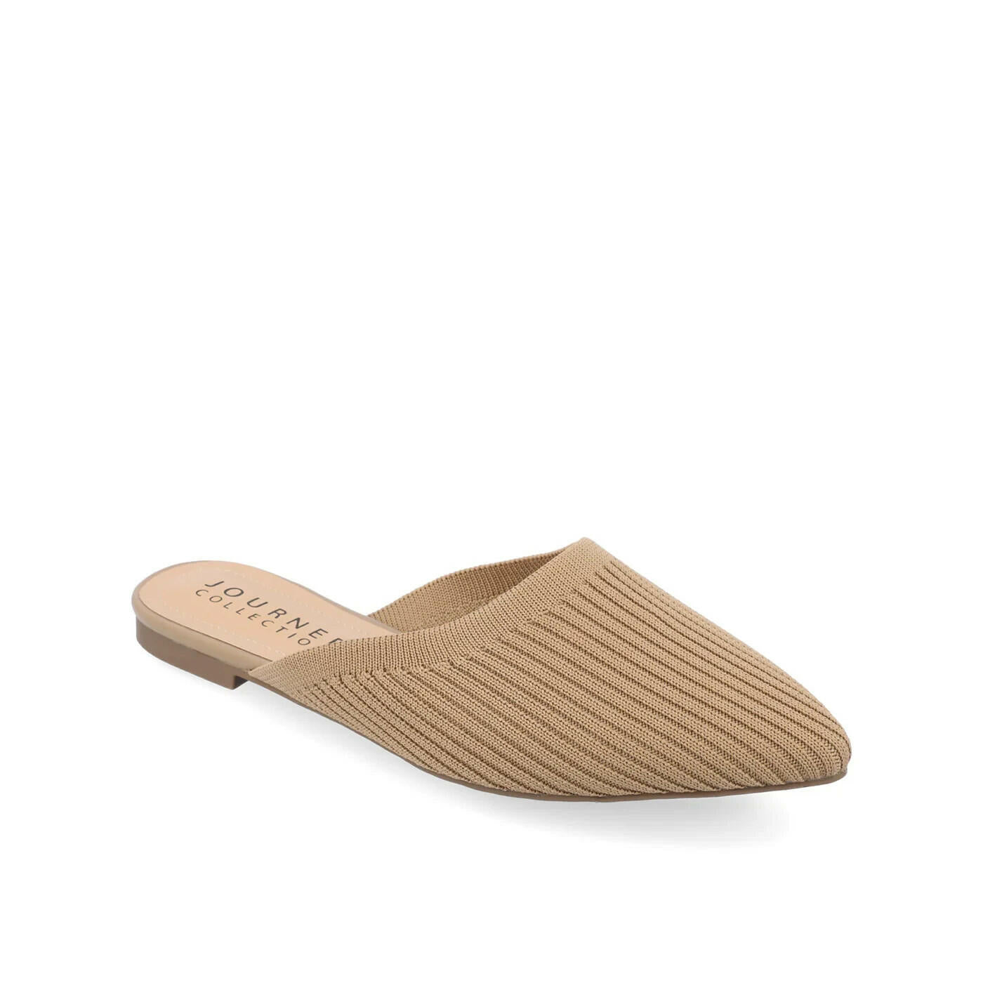 Journee Collection Women's Aniee Knit Fabric Mule Flats Beige 8 MSRP $79