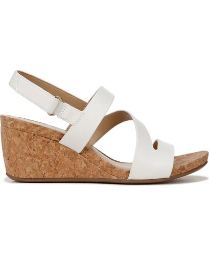 Naturalizer Adria Wedge Sandals – Women’s White Faux Leather, Size 8