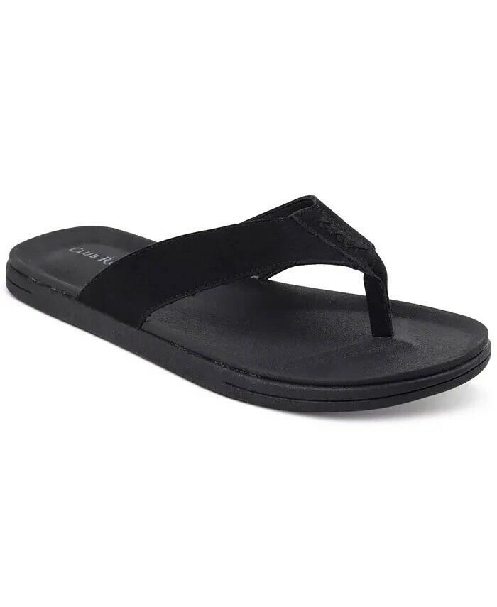 Club Room Riley Flip Flop Sandals Mens Black Padded Slip On Size 13