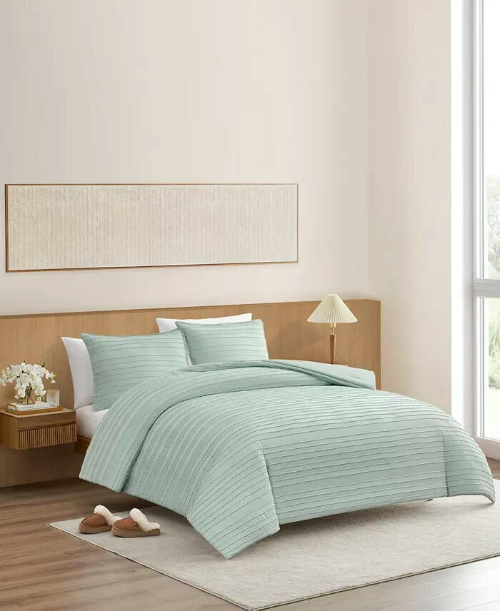 UGG Devon Reversible 3Pc Comforter Set King Sky Grey MSRP $140