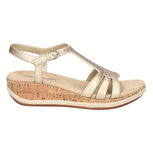 Easy Street Womens Dorinda Wedge Sandals Gold Size 9.5 New $70