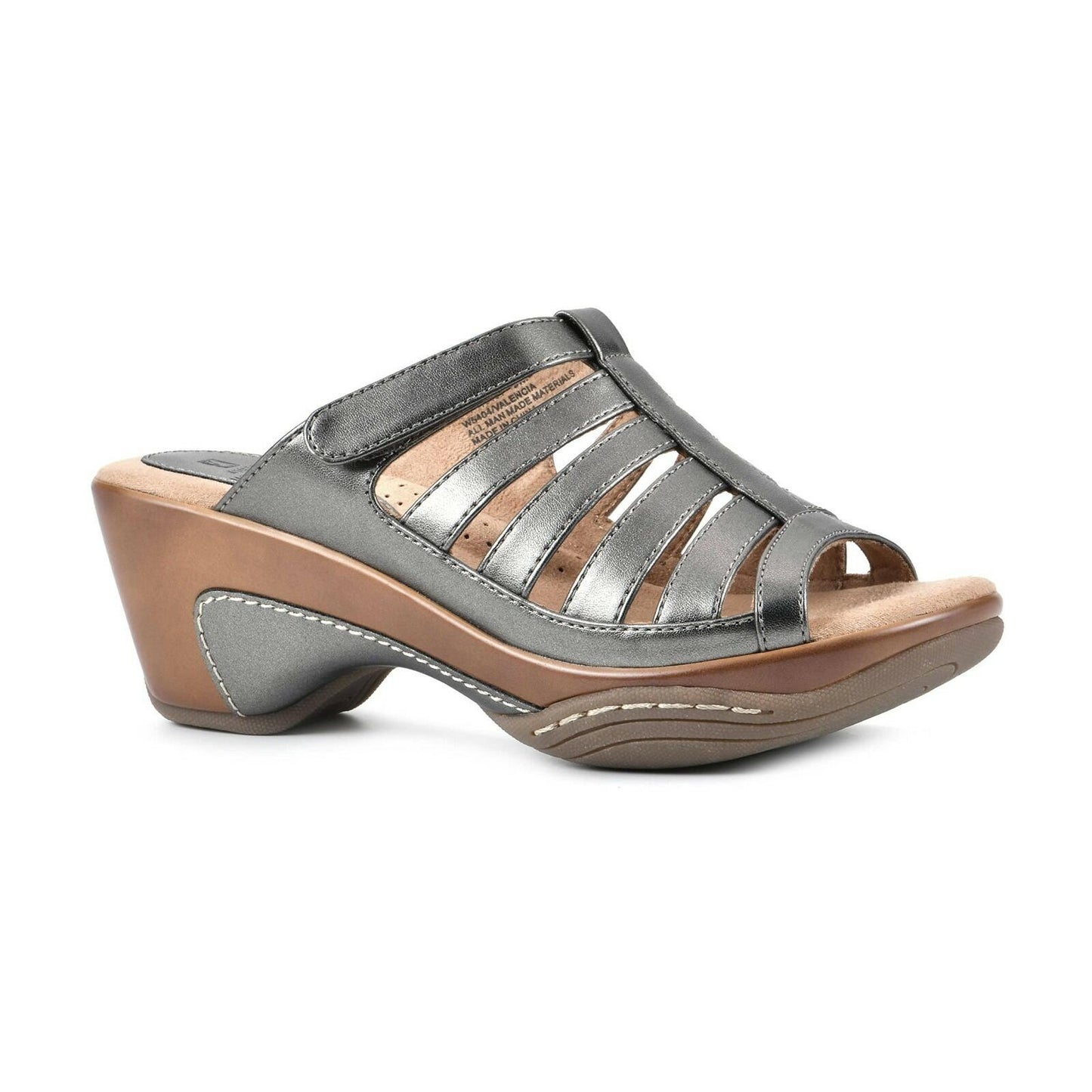 White Mountain Womens Valencia Caged Wedge Sandals Pewter Size 7 MSRP $69