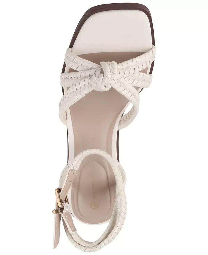 Giani Bernini Womens Renaee Woven Block Heel Sandals White 8.5 New $79