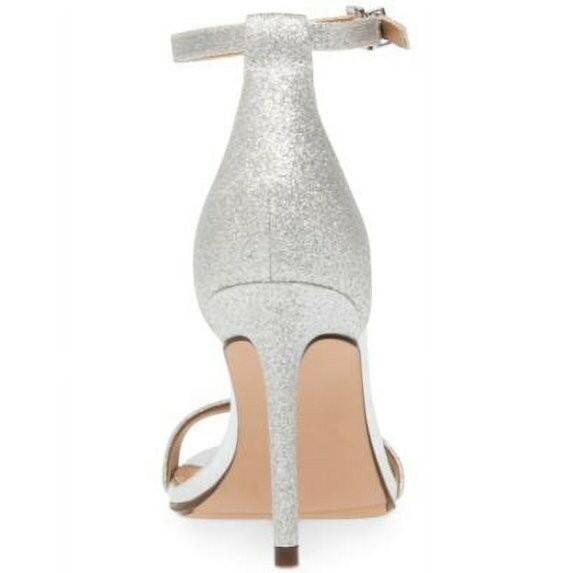 Wild Pair Womens Bethie Glitter Stiletto Sandals Silver 6.5 New $89