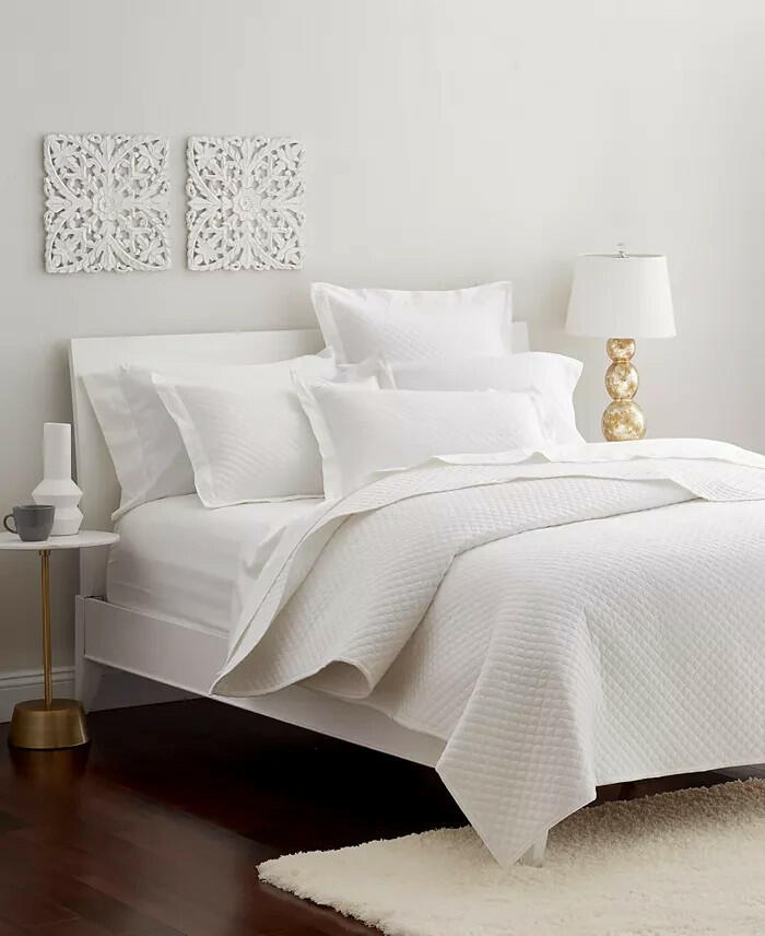 Charter Club Damask Quilted Cotton 2-Pc Twin Coverlet Set White MSRP $135