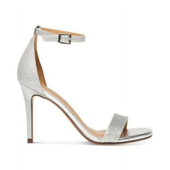 Wild Pair Womens Bethie Glitter Stiletto Sandals Silver 6.5 New $89