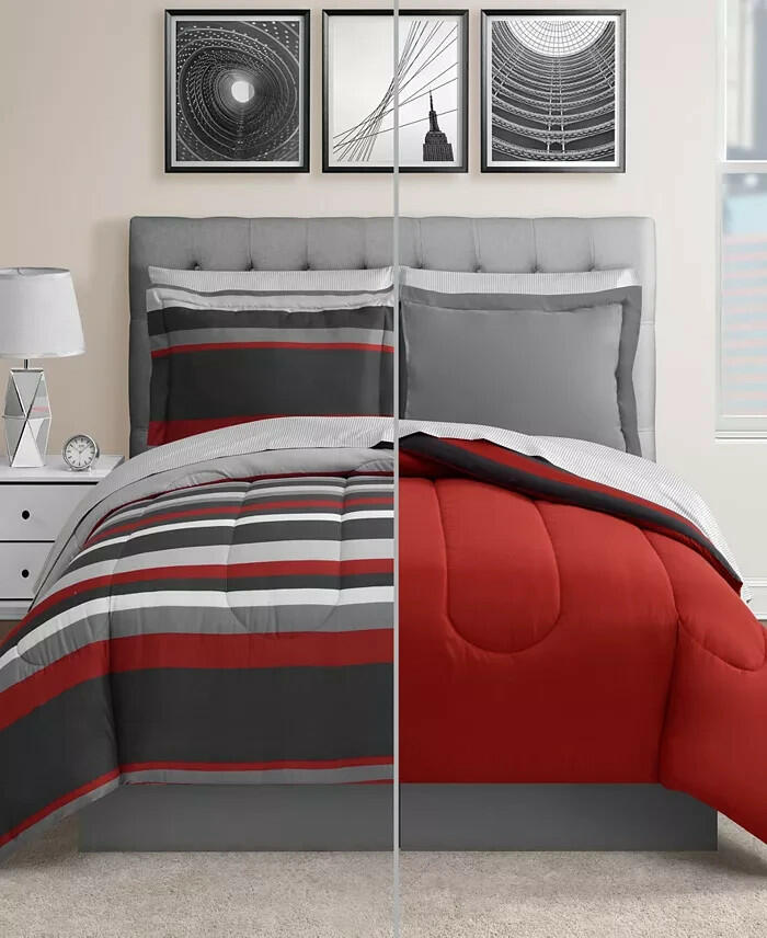 Fairfield Square Austin Stripe Reversible 8 Piece Comforter Set Full $100