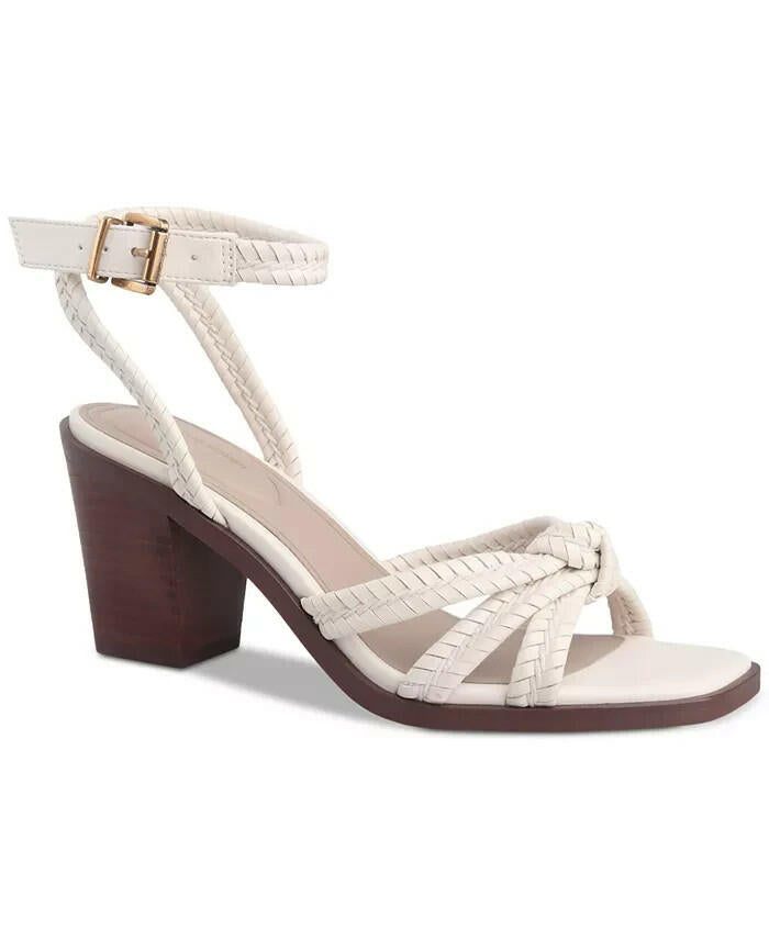 Giani Bernini Womens Renaee Woven Block Heel Sandals White 8.5 New $79