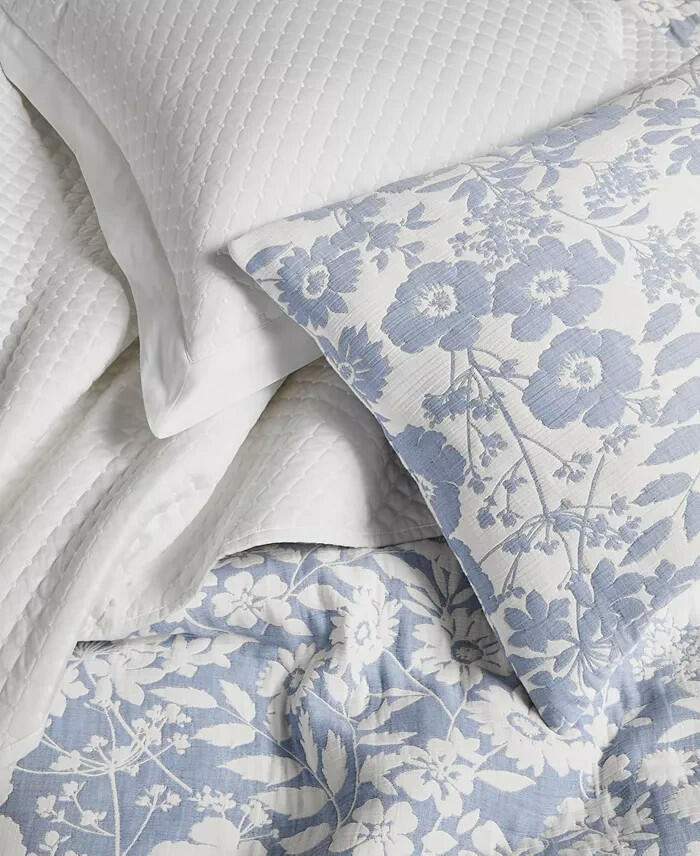 Charter Club Silhouette Floral Comforter Set King Blue MSRP $340