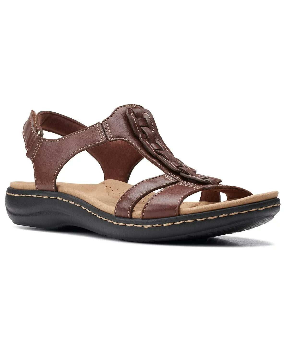 Clarks Womens Laurieann Kay T-Strap Slingback Sandals Brown 8W MSRP $95