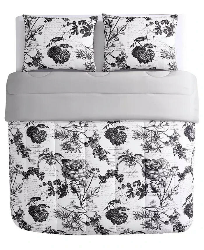 Hallmart Painted Script 3-Pc Full Queen Reversible Comforter Set MSRP $80