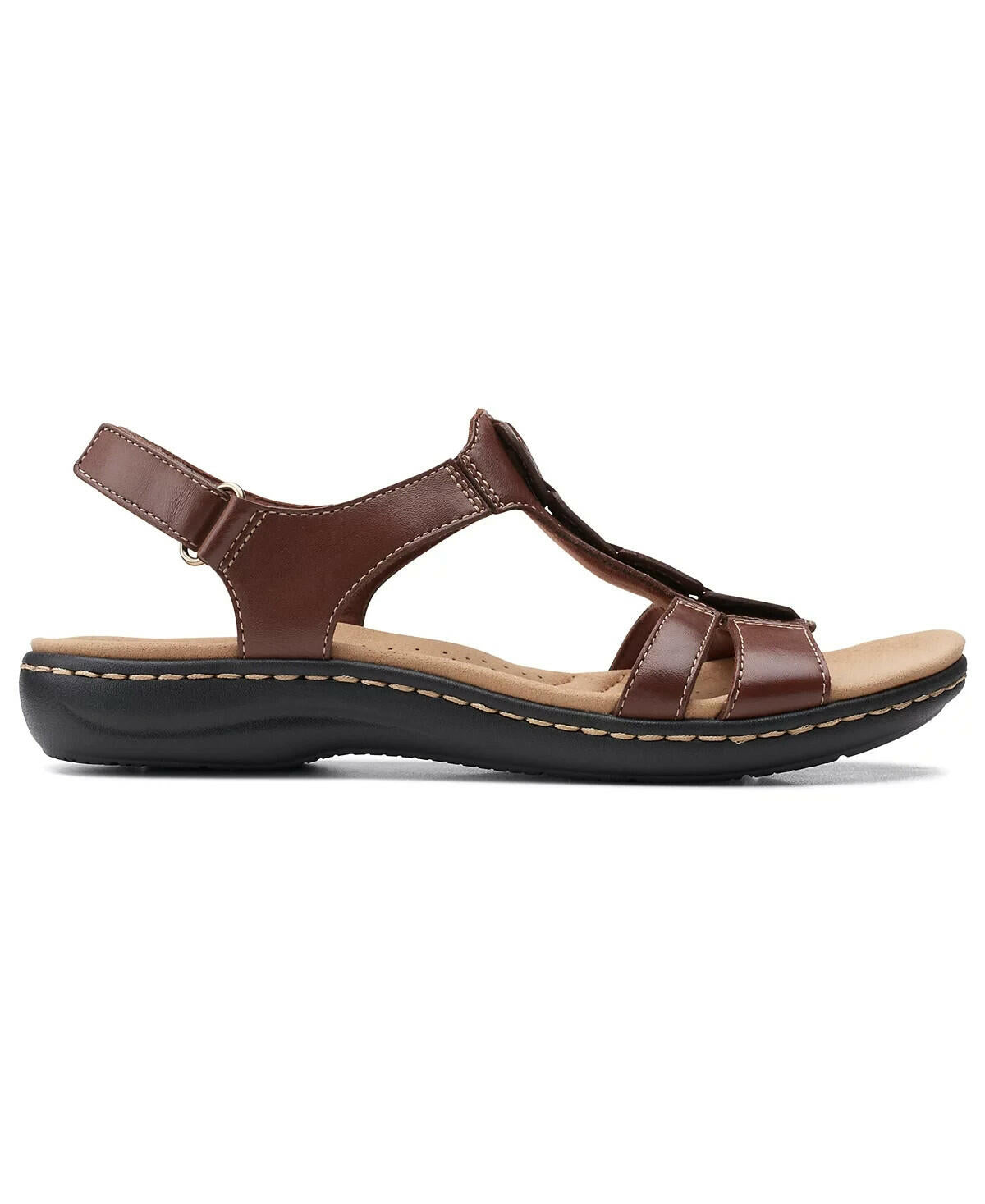 Clarks Womens Laurieann Kay T-Strap Slingback Sandals Brown 8W MSRP $95