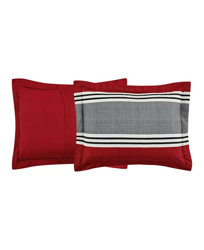 Sunham Aiden 8 Piece Comforter Set King Striped Blue MSRP $100