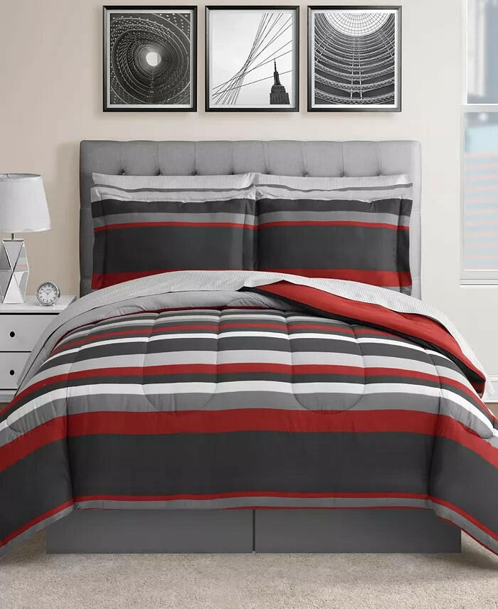 Fairfield Square Austin Stripe Reversible 8 Piece Comforter Set Full $100