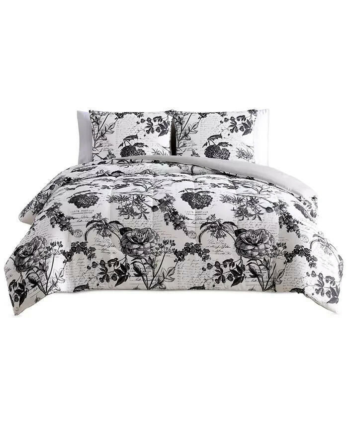 Hallmart Painted Script 3-Pc Full Queen Reversible Comforter Set MSRP $80