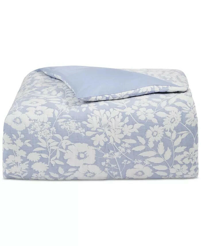 Charter Club Silhouette Floral Comforter Set King Blue MSRP $340