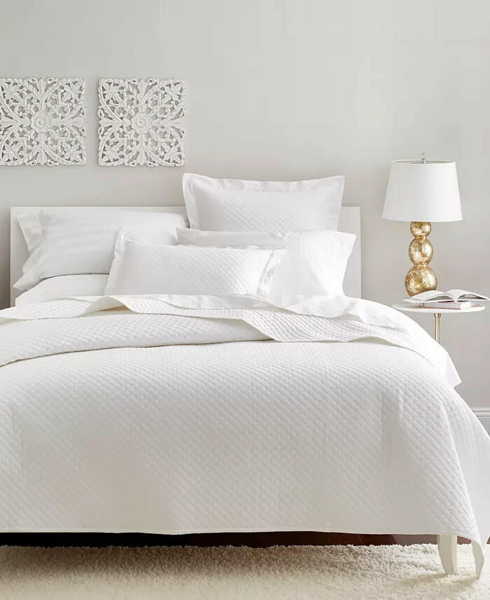 Charter Club Damask Quilted Cotton 2-Pc Twin Coverlet Set White MSRP $135