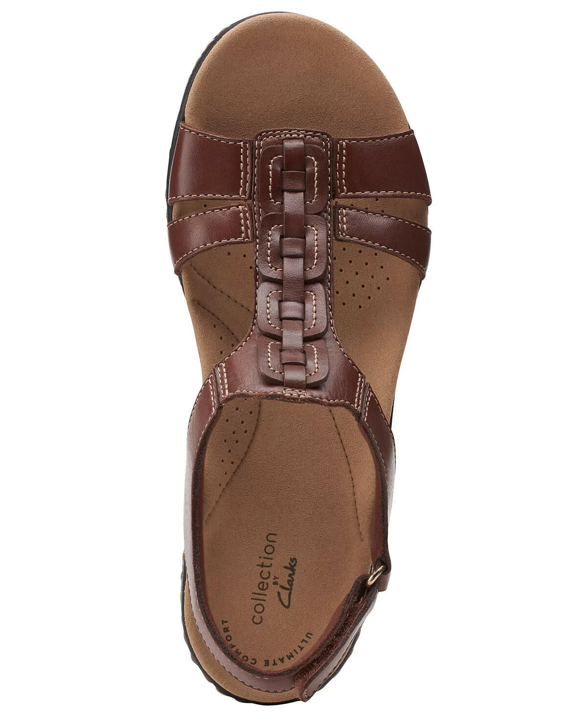 Clarks Womens Laurieann Kay T-Strap Slingback Sandals Brown 8W MSRP $95