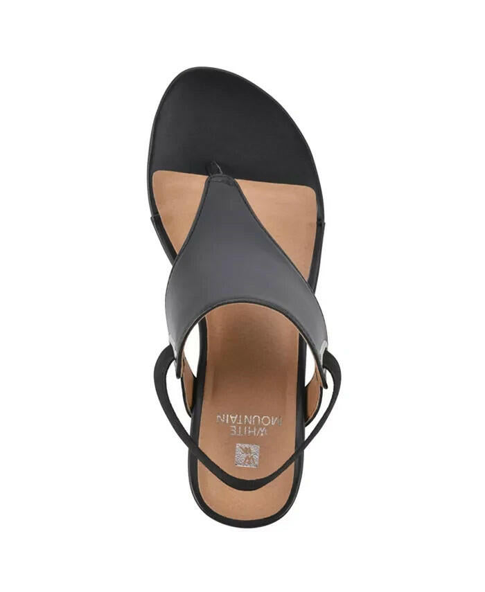 White Mountain All Dres Wedge Sandal Black Smooth 6 New $70