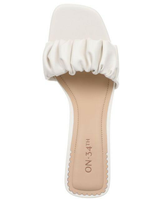On 34th Womens Salliee Ruffled Block Heel Sandals White 9 New $69