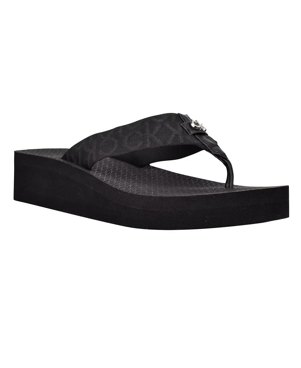 Calvin Klein Womens Meena Logo Platform Flip Flops Black Size 7 MSRP $39