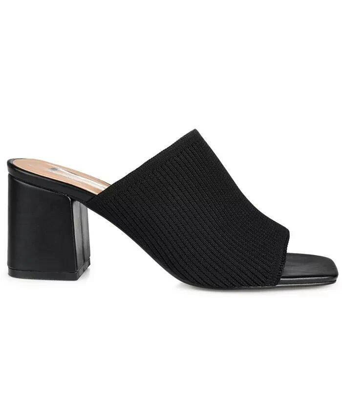 Journee Collection Lorenna Block Heel Slide Sandal Black 8 New $87
