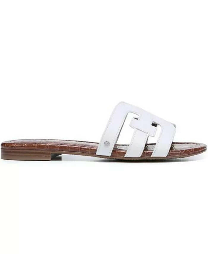 Sam Edelman Womens Bay Slip On Leather Flat Sandals White 10 $100