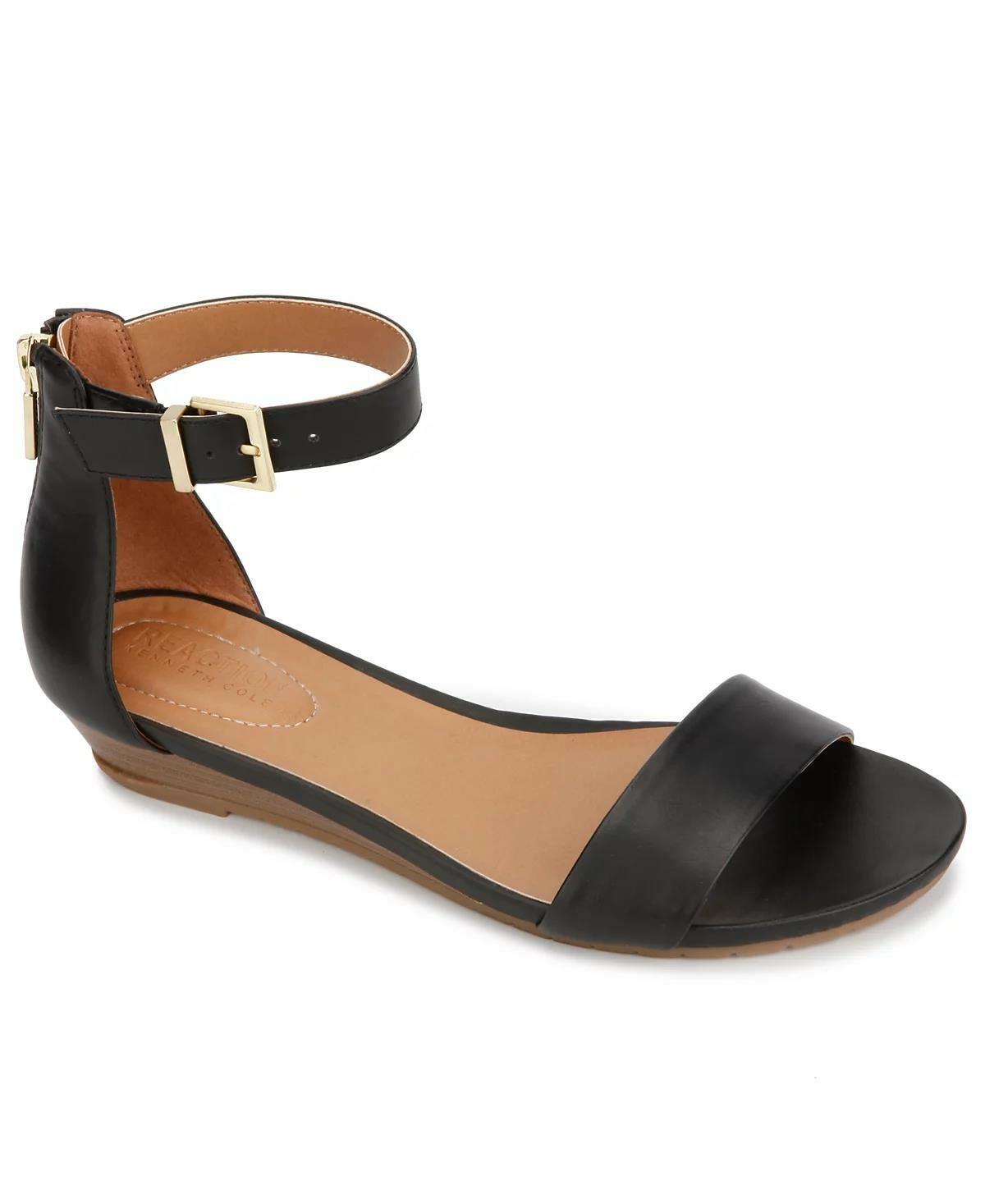Kenneth Cole Reaction Great Viber Wedge Sandal Black 7 Wide $70
