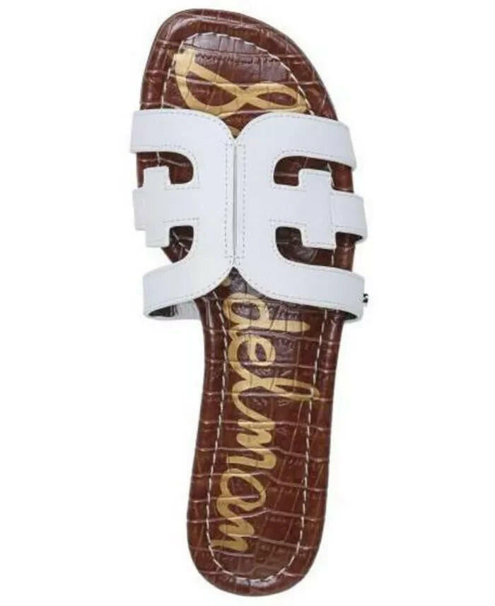 Sam Edelman Womens Bay Slip On Leather Flat Sandals White 10 $100