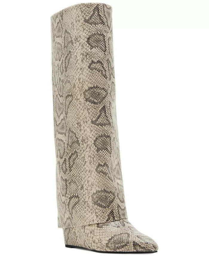 Madden Girl Evander Cuffed Knee High Wedge Boot Snake 7 New $149