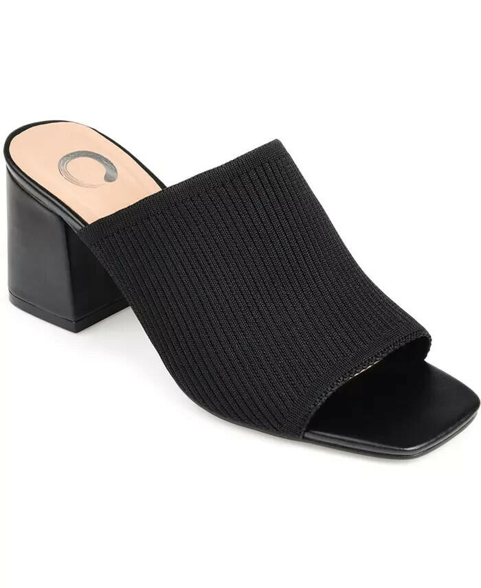 Journee Collection Lorenna Block Heel Slide Sandal Black 8 New $87