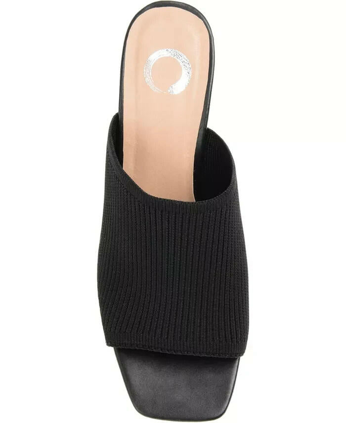 Journee Collection Lorenna Block Heel Slide Sandal Black 8 New $87