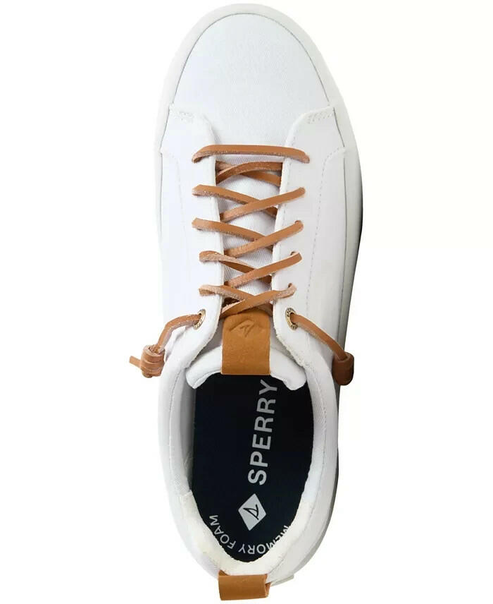 Sperry Womens Bermuda Beach Twill Lace Up Sneakers White 8 $70