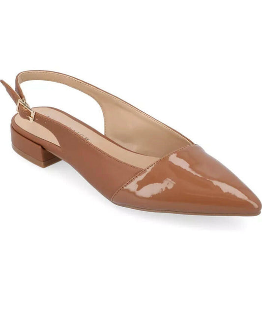 Journee Collection Womens Bertie Two Tone Slingback Flats Brown 11 New $84