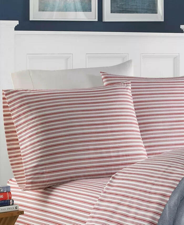 Nautica Coleridge Stripe Full Sheet Set Cotton Percale New $135 MSRP
