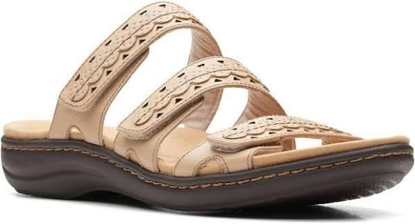 Clarks Lauriann Cove Leather Slide Sandal Tan Sand 8 Wide New $98