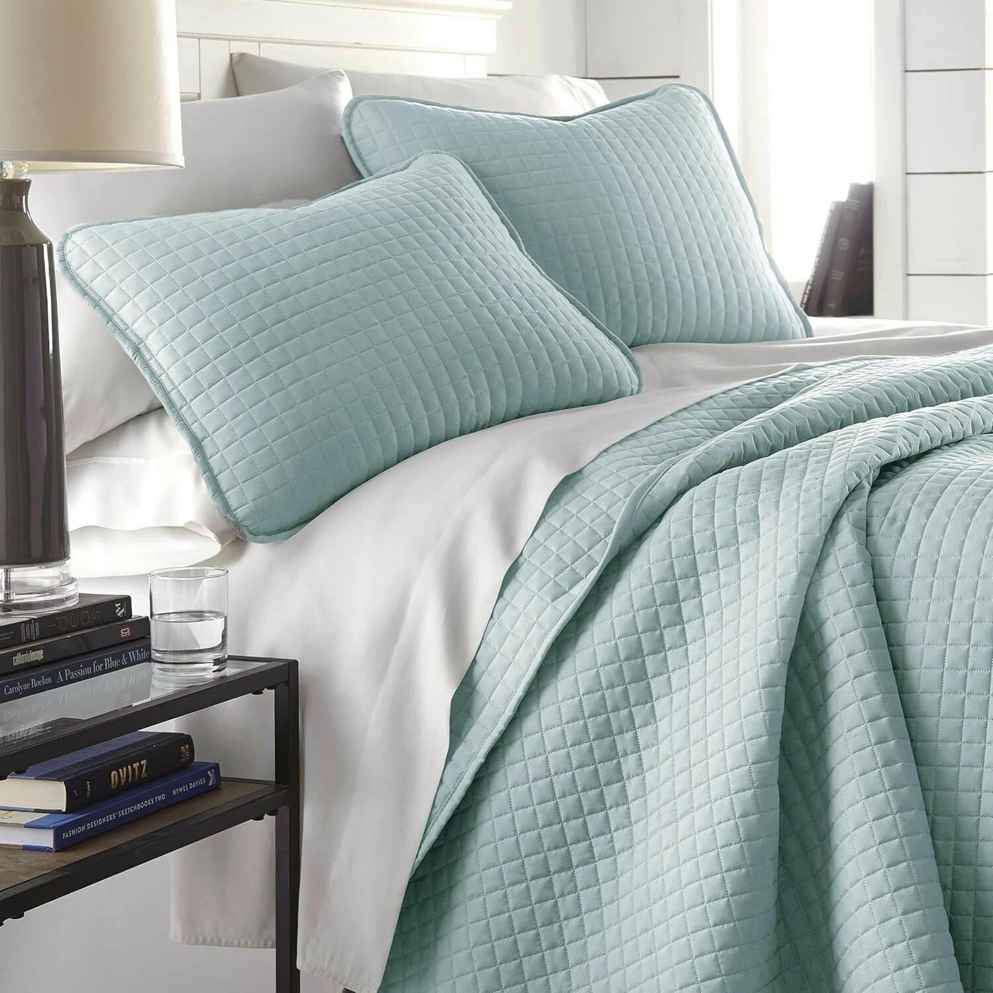 Southshore Fine Living 3-Pc Oversized King Quilt Set Blue MSRP $105