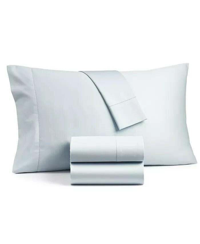Charter Club Solid 550TC Full Sheet Set Cotton Vapor Blue Gray New $120