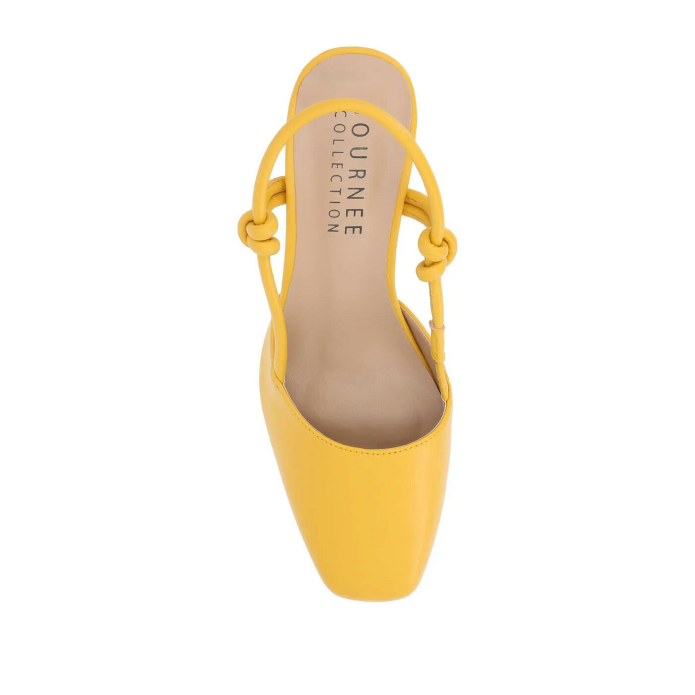 Journee Womens Square Toe Vegan Leather Block Heel Yellow 9 New $84