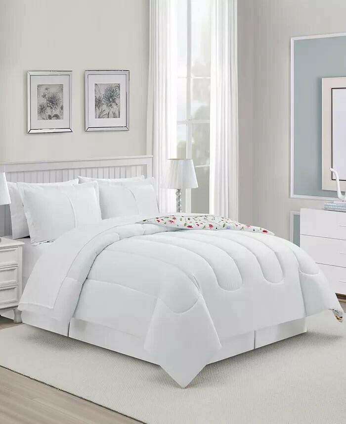 Sunham Natalie Floral 6-Pc Twin Comforter Set White Floral MSRP $100