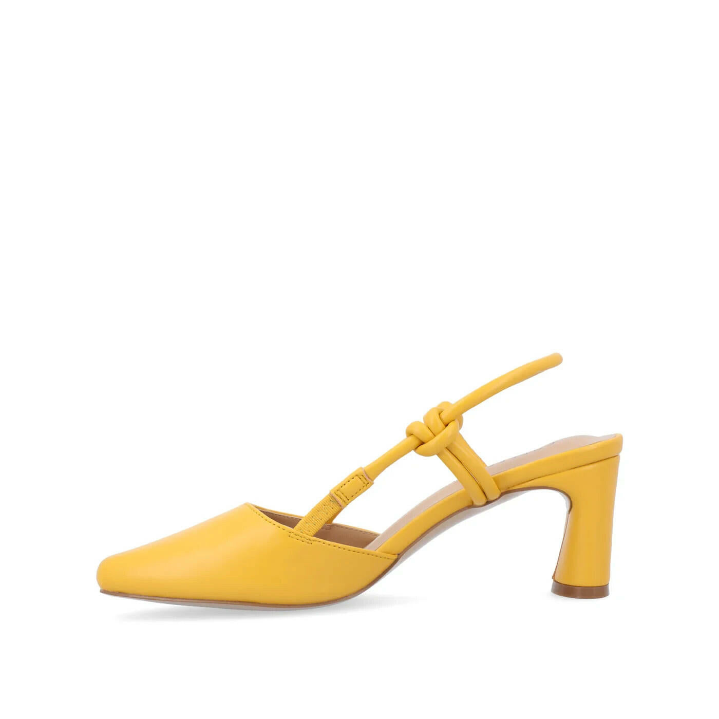 Journee Womens Square Toe Vegan Leather Block Heel Yellow 9 New $84