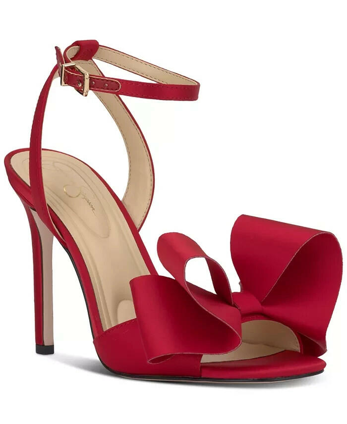 Jessica Simpson Womens Olivine Bow Stiletto Dress Sandals Red 8 $99