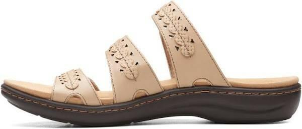 Clarks Lauriann Cove Leather Slide Sandal Tan Sand 8 Wide New $98