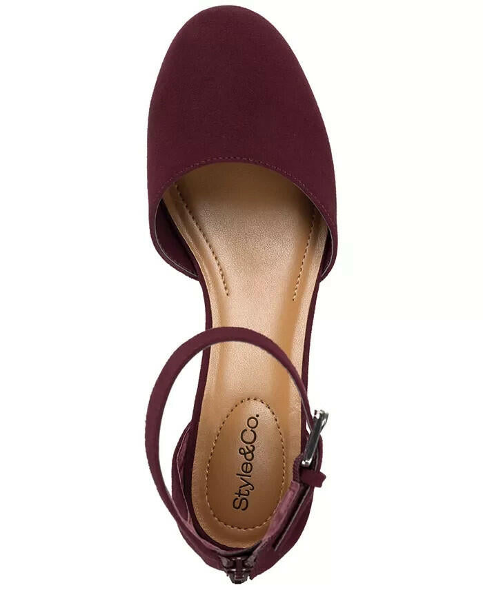 Style & Co Womens Alinaa Block Heel Dress Pumps Wine 9.5 New $80